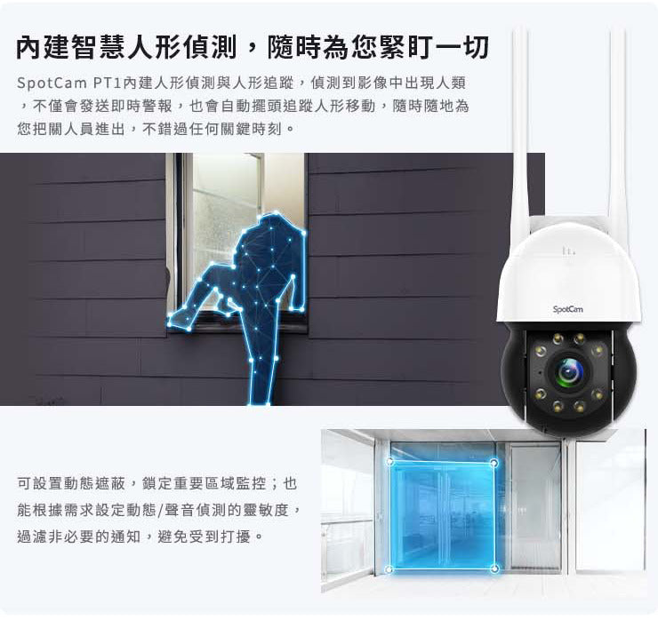 SpotCam PT1-P 2.5K 360度防水球型商用雲端攝影機 (PoE款)(戶外適用)
