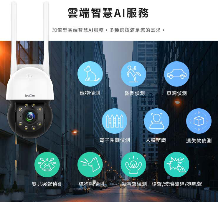 SpotCam PT1-P 2.5K 360度防水球型商用雲端攝影機 (PoE款)(戶外適用)