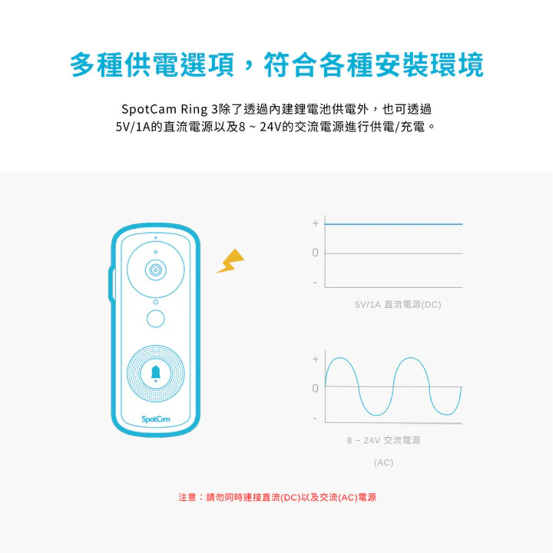 SpotCam Ring 3 全無線 IP65 防水智慧門鈴攝影機